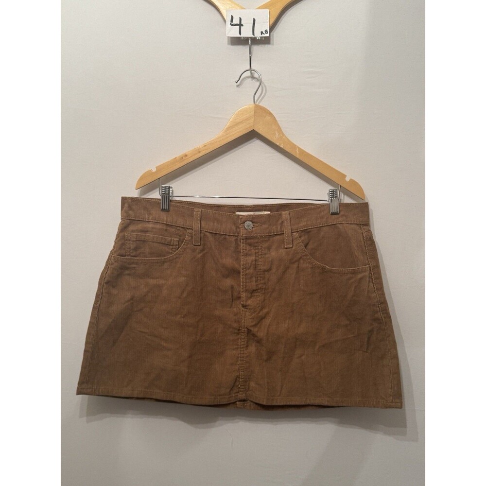 Levis Icon Skirt Womens 33 Brown Corduroy Mini Skirt 5 Pocket Cotton Y2K